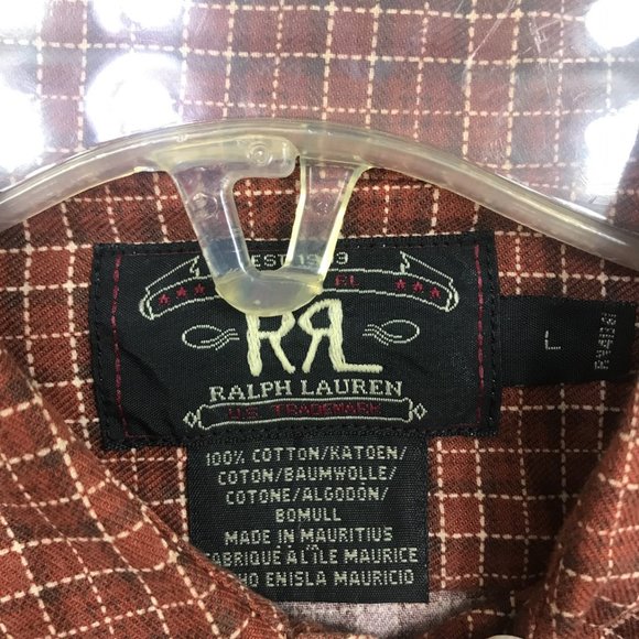 Ralph Lauren Double RL RRL Brown Checkered Casual Button Down Shirt - Picture 3 of 6